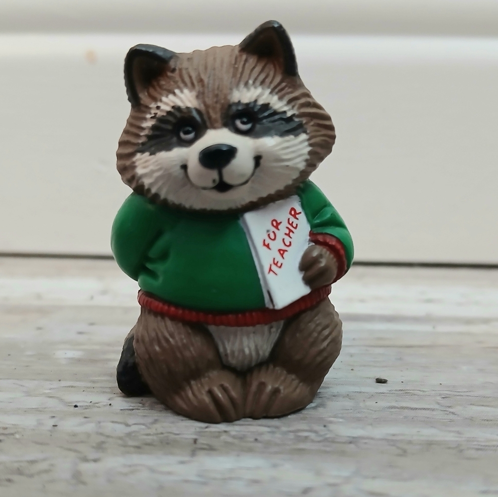 Hallmark Merry Miniatures 1991 Teacher Raccoon Figurine